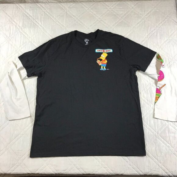 The Simpsons Bart Kwik E‎ Mart Layered-Look Long-Sleeve T-Shirt 3XL - Picture 1 of 5